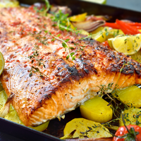 Roasted Honey-Dijon Salmon with Spring Vegetables